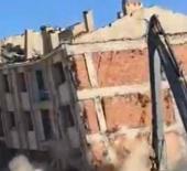 Elazığ'da ağır hasarlı bina tek dokunuşla yerle bir oldu