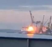 Türk gemisinin Ukrayna limanında vurulma anı kameralara yansıdı