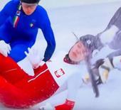 Dehşet anları: Polonyalı sporcunun y&uuml;z&uuml; paten bı&ccedil;ağıyla kesildi