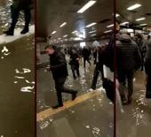 Mecidiyek&ouml;y metro alt ge&ccedil;idini su bastı, g&ouml;revliler suyu kovalarla tahliye etmeye &ccedil;alıştı