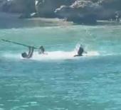 Mersin'de denizin ortasında sopalı kavga: O anlar kamerada