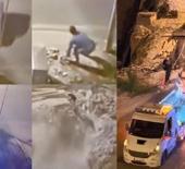 Abisiyle kavga edip otomobille &ccedil;arptı