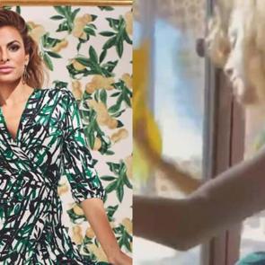 Hollywood oyuncu Eva Mendes karantina g&uuml;nlerinde cam siliyor