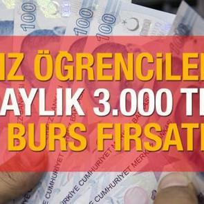 Başarılı kız &ouml;ğrencilere aylık geri &ouml;demesiz 3.000 TL burs verilecek! Başvuru işlemleri başladı! 