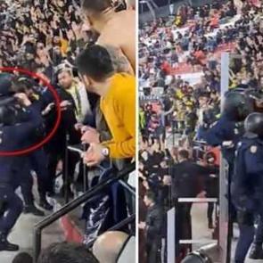 İspanya'da b&uuml;y&uuml;k skandal! İspanyol polisi, Fenerbah&ccedil;eli taraftarlara saldırdı