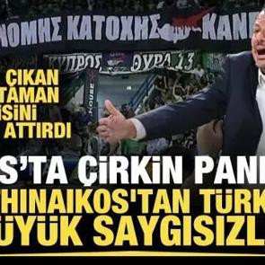 Kıbrıs'ta &ccedil;irkin pankart! Panathinaikos'tan T&uuml;rkiye'ye b&uuml;y&uuml;k saygısızlık