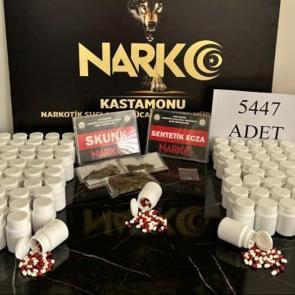 Kastamonu'da 5 bin 447 sentetik hap ele geçirildi