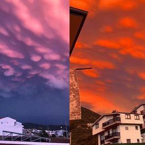 Bir ilde 'Mammatus bulutları' g&ouml;r&uuml;ld&uuml;! G&ouml;ren telefona sarıldı