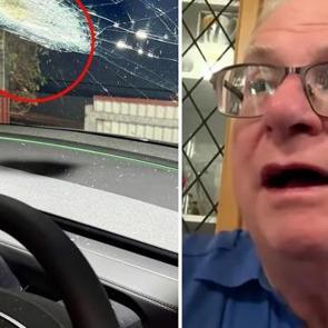 Milyarda bir ihtimal! 110 km hızla ilerleyen Tesla’nın ön camına meteor çarptı!