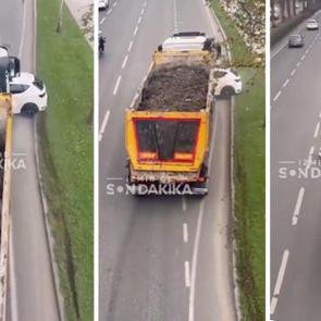 İzmir’de hafriyat kamyonu otomobili 100 metre sürükledi