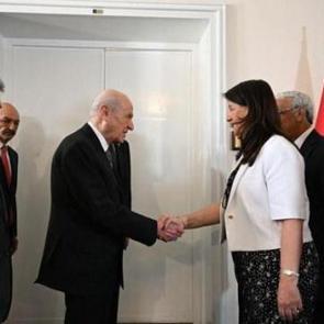 DEM Parti heyetinden MHP Lideri Bah&ccedil;eli'ye ziyaret