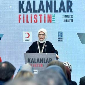 Emine Erdoğan "Kalanlar" Filistin Sergisi'nin a&ccedil;ılışında konuştu