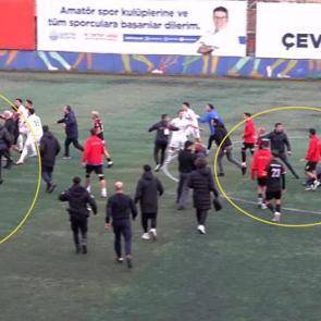 Amat&ouml;r ligde yumruk yumruğa kavga