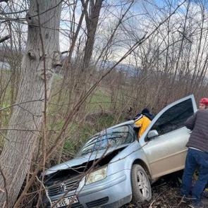 Otomobil ağaca &ccedil;arptı: 1 yaralı!
