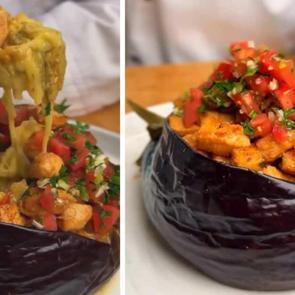 Patlıcan ve tavuk bir arada: Tavuklu patlıcan kumpir tarifi!