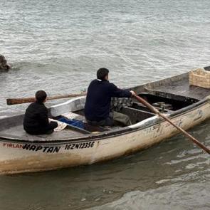 Bursa'da balık&ccedil;ının ağına takılanı duyan kıyıya akın etti