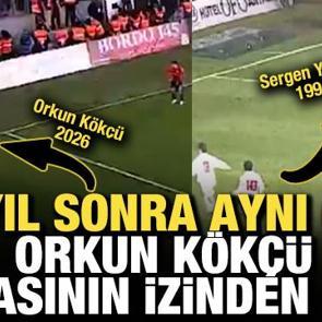 32 yıl sonra aynı gol! Orkun K&ouml;k&ccedil;&uuml;, Sergen Yal&ccedil;ın&rsquo;ın izinden gitti