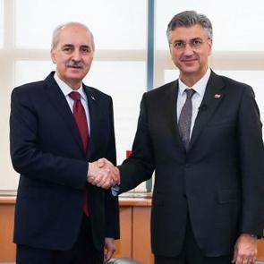 TBMM Başkanı Kurtulmuş, Hırvatistan Başbakanı Plenkovic ile g&ouml;r&uuml;şt&uuml;