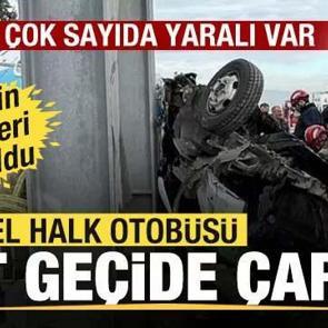 &Ouml;zel halk otob&uuml;s&uuml; &uuml;st ge&ccedil;ide &ccedil;arptı: 5 &ouml;l&uuml; &ccedil;ok sayıda yaralı var
