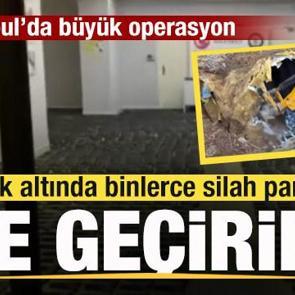İstanbul&rsquo;da b&uuml;y&uuml;k operasyon: Toprak altında binlerce silah par&ccedil;ası ele ge&ccedil;irildi