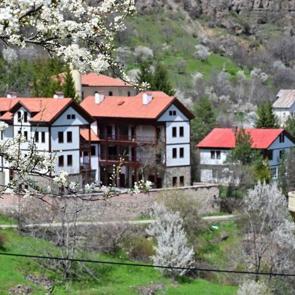 G&uuml;m&uuml;şhane&rsquo;de bahar tablosu: Tarihi S&uuml;leymaniye Mahallesi beyaza b&uuml;r&uuml;nd&uuml;