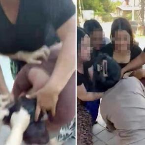 &Ccedil;ocuğunun g&ouml;z&uuml; &ouml;n&uuml;nde dehşet: 5 kadın, 1 anneyi d&ouml;v&uuml;p videoya &ccedil;ekti
