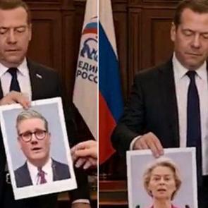 Medvedev AB liderlerinin fotoğraflarını kağıt &ouml;ğ&uuml;t&uuml;c&uuml;ye attı