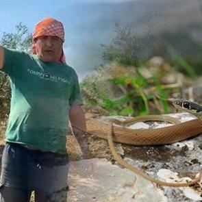 'Yılanı &ouml;ld&uuml;rd&uuml;m' diyerek &ccedil;ektiği video cebine ateş d&uuml;ş&uuml;rd&uuml; 