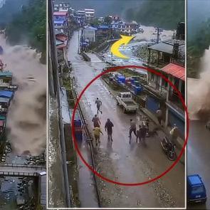Nepal'deki sel felaketinin yeni g&ouml;r&uuml;nt&uuml;leri kan dondurdu
