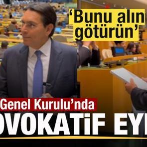 BM Genel Kurulu'nda provokatif eylem: Bunu alın g&ouml;t&uuml;r&uuml;n