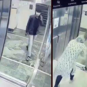 Hastane asans&ouml;r&uuml;nde kolyeli gasp anı g&uuml;venlik kamerasında