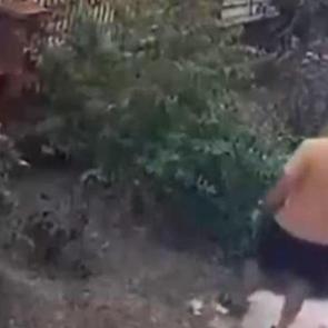 İzmir'de k&ouml;peğini gezdiren şahsın yavrulu kediye tekmeli saldırısı kamerada