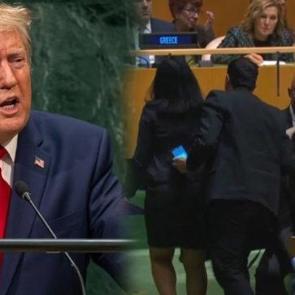 Trump konuşurken K&uuml;ba heyeti salonu terk etti