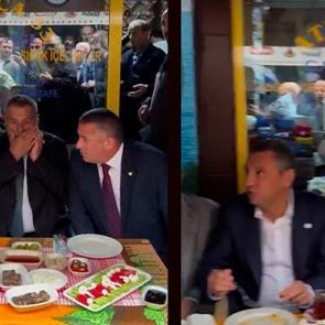 &Ouml;zg&uuml;r &Ouml;zel yedi vatandaş yağmur altında seyretti!  O anlar tepki &ccedil;ekti