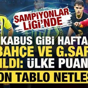 Devler Ligi'nde kabus gibi hafta! F.Bah&ccedil;e ve G.Saray dağıldı: &Uuml;lke puanında son tablo...