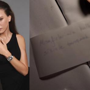 Serenay Sarıkaya'ya restoranda gizemli not! Ger&ccedil;ek kısa s&uuml;rede ortaya &ccedil;ıktı