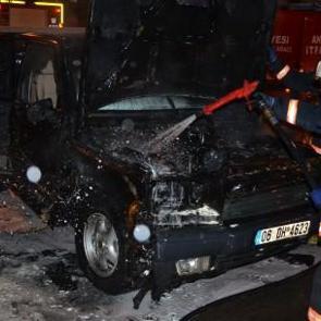 Seyir halindeki cip alev alev yandı