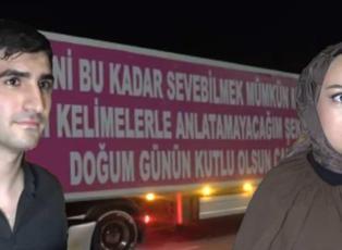  Sevginin b&ouml;ylesi: Kız arkadaşının doğum g&uuml;n&uuml; i&ccedil;in tır giydirip havai fişek g&ouml;sterisi yaptı!