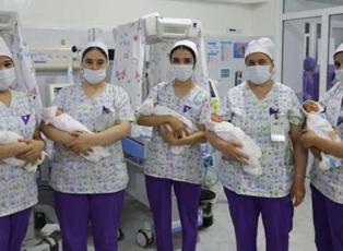 Tıp d&uuml;nyasını şaşırtan doğum! 31 haftalık gebelikte beşiz bebek mucizesi