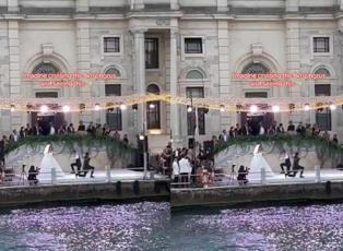 Boğaz turunda s&uuml;rpriz manzara! Yalıdaki d&uuml;ğ&uuml;n turisti b&uuml;y&uuml;ledi