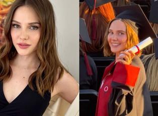 Alina Boz'un mutlu g&uuml;n&uuml;! Mezuniyet t&ouml;reninde eşi Umut Evirgen yalnız bırakmadı