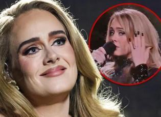 Adele'den dikkat çeken hareket! Elmas nişan yüzüğünü böyle gösterdi