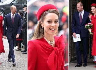 Kate Middleton'ın kırmızı elbisesi hayran bıraktı! Meğer mesaj veriyormuş