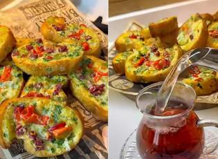 Fırında kaşarlı ve sucuklu yumurtalı ekmek tarifi