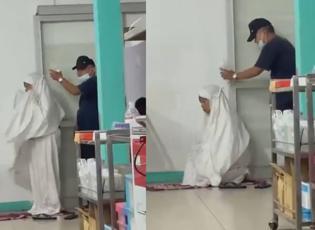 Hastalıkta ve sağlıkta: Eşinin namazı bitene kadar serumu havada tuttu!