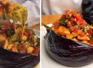 Patlıcan ve tavuk bir arada: Tavuklu patlıcan kumpir tarifi!