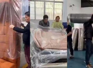 &Ccedil;in'de akılalmaz koltuk paketleme tarzı! Minicik kutuya sığdırıp t&uuml;m d&uuml;nyaya satıyorlar