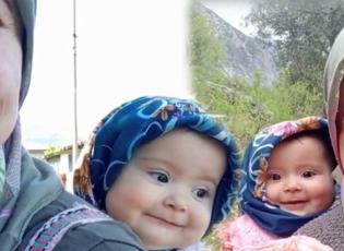 Sosyal medyanın yeni g&ouml;zdesi minik G&ouml;k&ccedil;e! Annesiyle k&ouml;y turu yapıyor