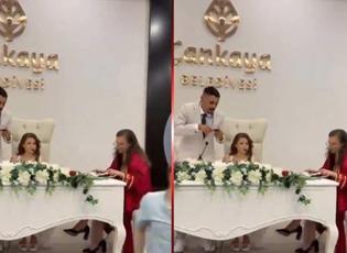 Nikah masasında beklenmedik an! Damat bir anda kendini yerde buldu