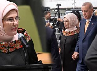 Emine Erdoğan&rsquo;ın New York şıklığında dikkat &ccedil;eken Anadolu dokunuşu